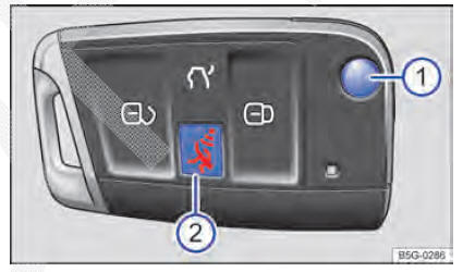 Fig. 57 Chave do veículo com botão do alarme.