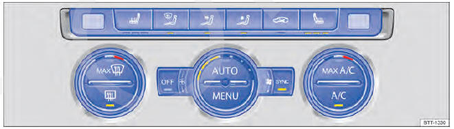 Fig. 113 Na parte superior do console central: comandos do Climatronic.