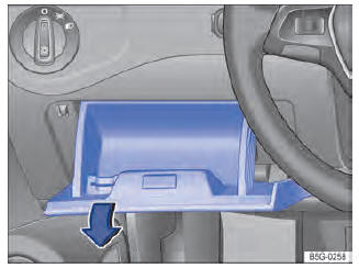 Fig. 213 À esquerda do volante: cobertura da caixa de fusíveis no painel de instrumentos.