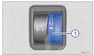 Fig. 98 Ao lado do volante: Regulador para iluminação dos instrumentos e dos interruptores 1 .