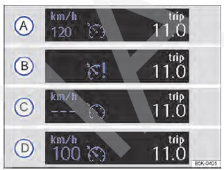 Fig. 130 No display do instrumento combinado: indicadores de status do GRA.