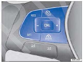 Fig. 135 Lado esquerdo do volante multifunções: botões para comandar o limitador de velocidade.