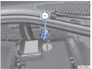 Fig. 217 No compartimento do motor: ponto de auxílio à partida (ponto de aterramento) - 