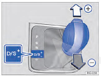 Fig. 127 Alavanca seletora na posição Tiptronic.