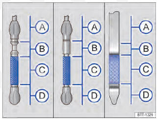 Fig. 227 Vareta de medição do óleo do motor com marcas de nível de óleo do motor.