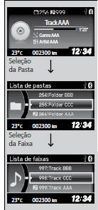 Como Selecionar um Arquivo em uma Pasta com o Botão Seletor (MP3/WMA)