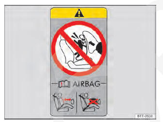 Fig. 24 Etiqueta do airbag na coluna B (representação esquemática).
